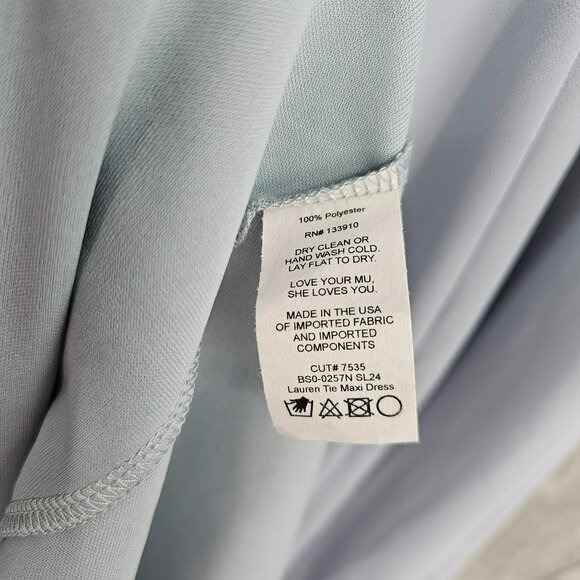 Show Me Your Mumu SMYM Lauren Tie Back Chiffon ALine Gown Dress M Steel Blue New - Picture 6 of 14
